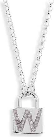 Meshmerise Diamond Padlock Initial Pendant Necklace - 0.12ct. in White-W at Nordstrom Rack