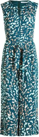 Betty & Co Jumpsuits & Playsuits, Dames, Groen, L, Leer, Cropped Jumpsuit met grafische print