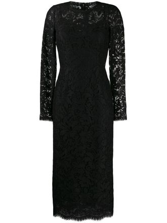 Dolce & Gabbana floral-lace midi dress - Black