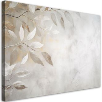 Artgeist Artgeist - Quadro su tela, Rami boho foglie beige cemento - 120x80