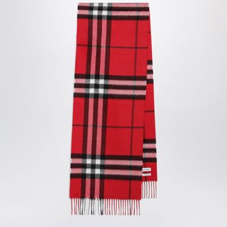 Burberry Sciarpa Check in cashmere rosso Post Red