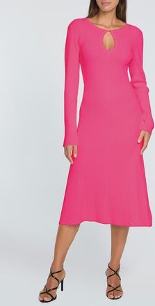 Elie Tahari The Belinda Keyhole Neck Long Sleeve Midi Sweater Dress in Haute Pink at Nordstrom, Size X-Small