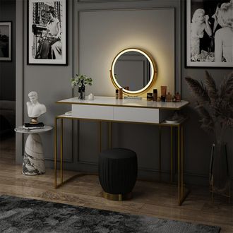 Vicco Tocador Tiara, Blanco/oro, 110 Cm Vicco