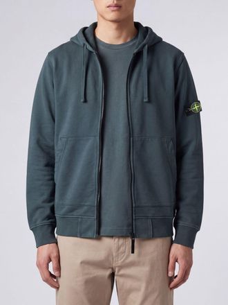Stone Island Organic Cotton Zip-Up Hoodie with Compass Logo Patch