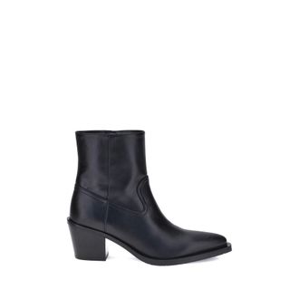 Stuart Weitzman Black Calf Leather Bos Taurus Ankle Womens Boots