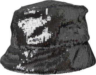 Dolce & Gabbana Silver Sequined Nylon Bucket Hat Men