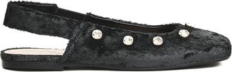AGL Zwarte Velvet Ballerinas met Strass - Dames - Ballerinas - Zwart - 38 1/2 EU - Leer - Schoenen