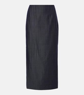 スカート Etro Wool Blend Pencil Skirt ETRO Black Wool Pencil Straight Skirt W Sateen Waist & Rear