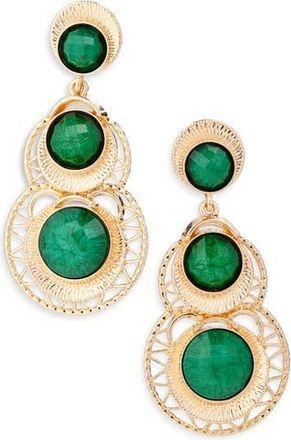 Tasha Faux Stone Drop Earrings in Gold/Green at Nordstrom Rack