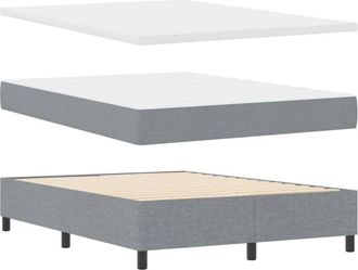 vidaXL Box Spring Bed Light Grey 140 x 190 cm Fabric & Engineered wood vidaXL
