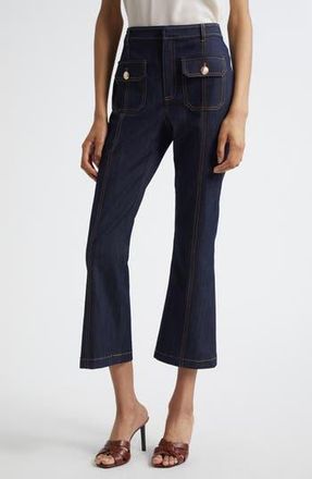 Cinq &agrave; Sept Marsha Patch Pocket Kick Flare Jeans in Indigo at Nordstrom Rack, Size 12