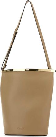 Tod's Womens Secchiello Bucket Bag Beige Leather