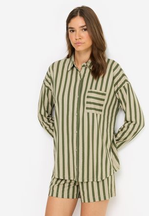 Lascana Shorty LSCN BY LASCANA, Damen, Gr. 32/34, dunkelgr&uuml;n, gold gestreift, Single Jersey, Obermaterial: 50% Baumwolle, 50% Viskose, gestreift, mehrfarbig, 