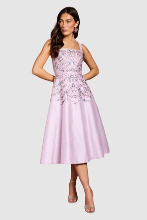 Coast Embellished Square-Neck Midi Dress in Lilac at Nordstrom, Size 10