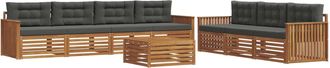 vidaXL Conjunto De Sof&aacute;s De Exterior 8 Uds. Natural Y Antracita Vidaxl
