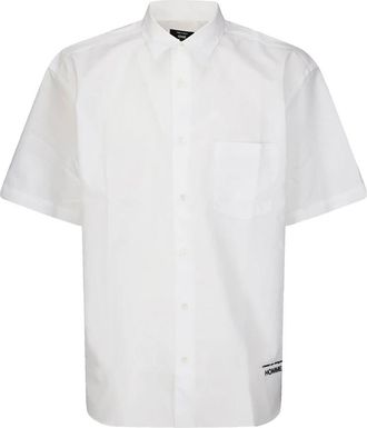 Comme Des Gar&ccedil;ons Wit overhemd met logo borduursel - Heren - Korte mouwen Overhemden - Wit - M - Overhemden