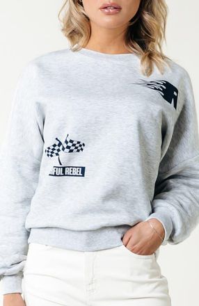 Colourful rebel Racer Logo Dropped Shoulder Sweat in Light Grey at Nordstrom, Size X-Large Eu