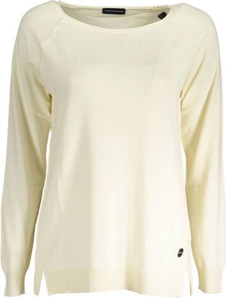 North Sails Viscose Pullover met Logo - Dames - Ronde hals truien - Wit - S - Katoen - Truien & Vesten