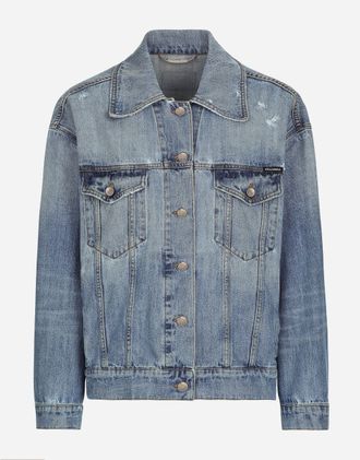Dolce & Gabbana Denim Jacket With Branded Plate - Woman Denim And Jeans Multi-colored 36
