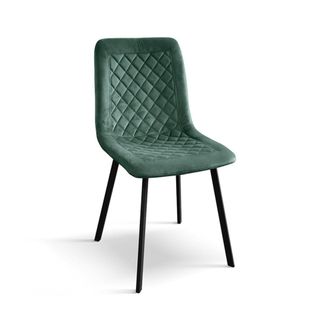 Konte Design Lote de 4 sillas,tela efecto terciopelo verde,patas de metal antracita