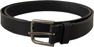 Dolce & Gabbana Zwart Leren Metalen Gesp Riem - Heren - Riemen - Zwart - ONE Size - Leer - Accessoires