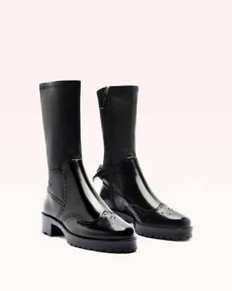 Alexandre Birman Womens Clarita Motorcycle Brogue Boots In Black