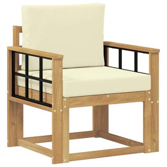 vidaXL 2 Pieza Conjunto De Sof&aacute;s De Exterior Poli&eacute;ster Blanco Y Crema Vidaxl