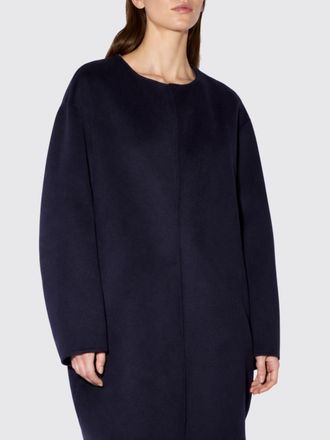 Liviana Conti Knee-Length Coat in Wool and Cashmere with a Crew Neck