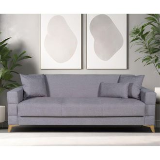 Dmora Sof&aacute; Cama 3 Plazas Nogara, Con Caj&oacute;n, Apertura Click-clack, Lavable, 222x88 Cm, Gris