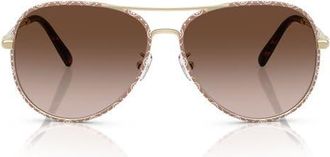 Tory Burch 58mm Pilot Sunglasses in Brown Gradient at Nordstrom
