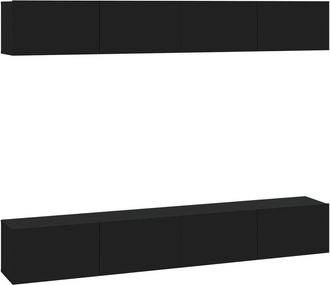 vidaXL Vidaxl - Wall tv Cabinets 4 pcs Black 100x30x30 cm