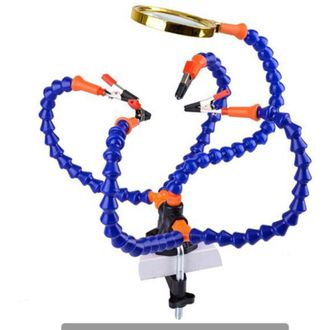 OEM Soporte Multifuncional De Tercera Mano Para Trabajos De Electr&oacute;nica Y Soldadura (pinza De 5 Cm, Manos Flexibles Con Lupa 3x) -crezuo