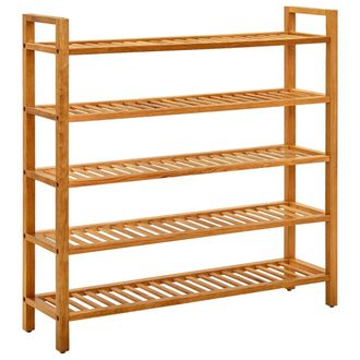 vidaXL Vidaxl - Zapatero Con 5 Estantes Madera Maciza De Roble 100x27x100 Cm