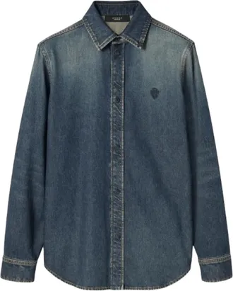 Gucci Overhemden, Heren, Blauw, L, Denim, Washed Certified Cotton Denim Shirt