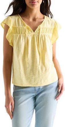 Lucky Brand Split Neck Cotton Top in Sunlight at Nordstrom Rack, Size X-Large