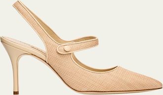 Manolo Blahnik 50mm Camparisli Mary Jane Slingback Pumps