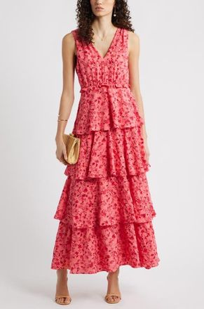Chelsea28 Floral Tiered Maxi Dress in Coral Kate Floral at Nordstrom, Size Xx-Small
