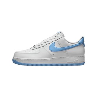 Nike Air Force 1 Low 07 Mens Trainers Sneakers Leather Shoes FQ4296 (White/White/Aquarius Blue 100) UK7 (EU41)