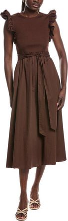 Anne Klein Mixed Knit & Woven Midi Dress