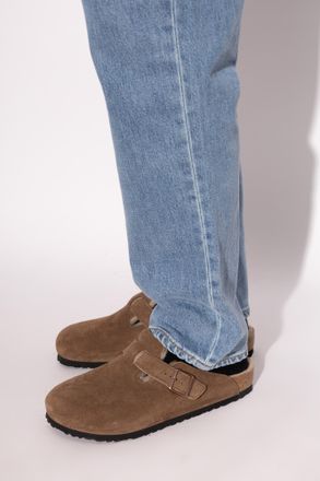 Birkenstock Boston VL/Shearling Mules, Mens, Brown
