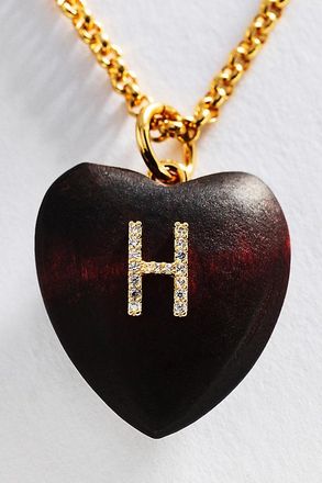 Timeless Pearly Wood Initial Pendant Necklace