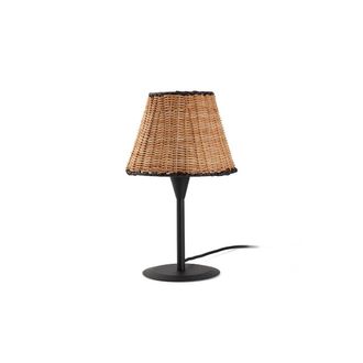 Faro Barcelona L&aacute;mpara Mini De Sobremesa Negra/rat&aacute;n Sumba 64317-71