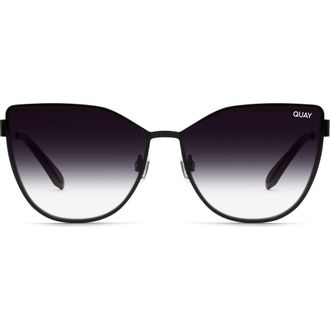 Quay 55mm In Pursuit Cat Eye Sunglasses in Black /Smoke Fade Lens at Nordstrom Rack