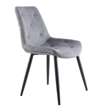Home Heavenly Home Heavenly - Pack 4 Sillas Comedor Marilyn. Tapizado Extra Suave Dise&ntilde;o Rombos. Patas Metal Tipo Roble. Color: Gris - Pata Negra