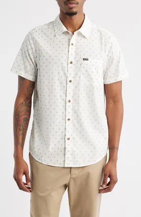 Brixton Charter Print Short Sleeve Button-Up Shirt in Off White/Multi Diamond Tile at Nordstrom, Size Small