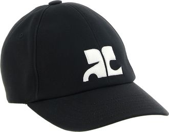 Courr&egrave;ges CO345535BM AC Logo Cotton Baseball Cap - Black