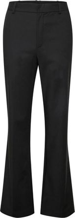 Gestuz Hoge taille zwarte broek - Dames - Wijde Broeken - Zwart - L - Katoen - Broeken