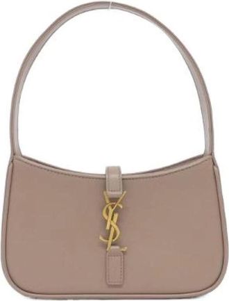 Saint Laurent Pre-owned Le 5 A 7 Mini Calf Shoulder Bag - Dames - Vintage Schoudertas - Beige - ONE Size - Vintage