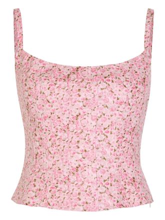 Reformation floral-pattern tank top - Roze