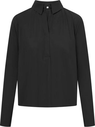 Raffaello Rossi Overhemden, Dames, Zwart, 2Xl, Blouse Lange Mouw Diepe Polo-halslijn